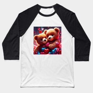 Teddy celebrating Valentines day, randome floating love hearts Baseball T-Shirt